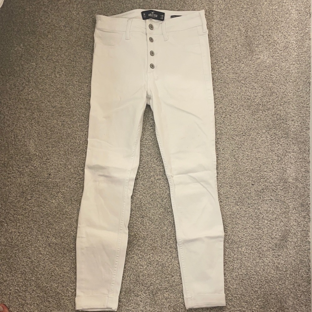 Hollister white button fly skinny jeans